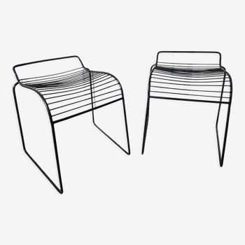 Pair of metal wire stools