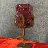 Fabienne Picaud: pink glass vase with amber applied decorations