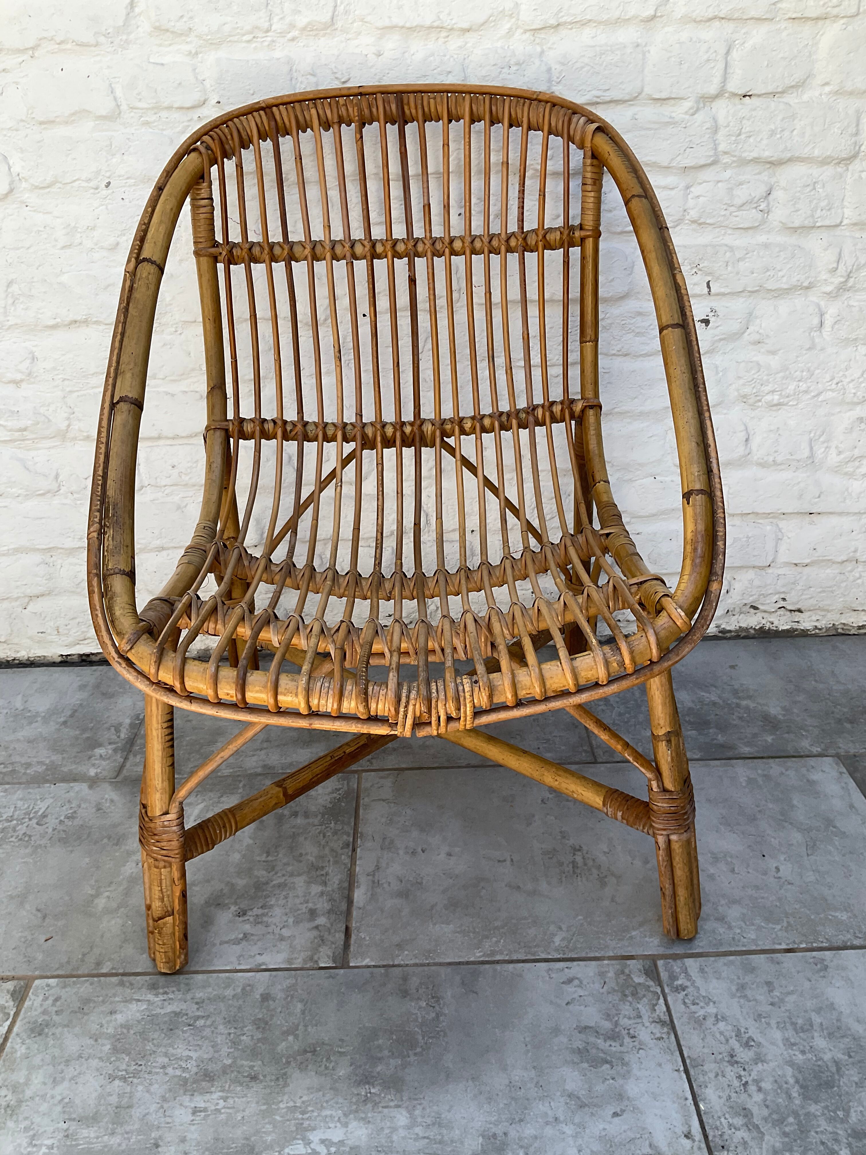 Vintage rattan armchair 60s-70s
