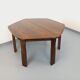 Vintage brutalist hexagonal dining table made of oak from the 1950s.