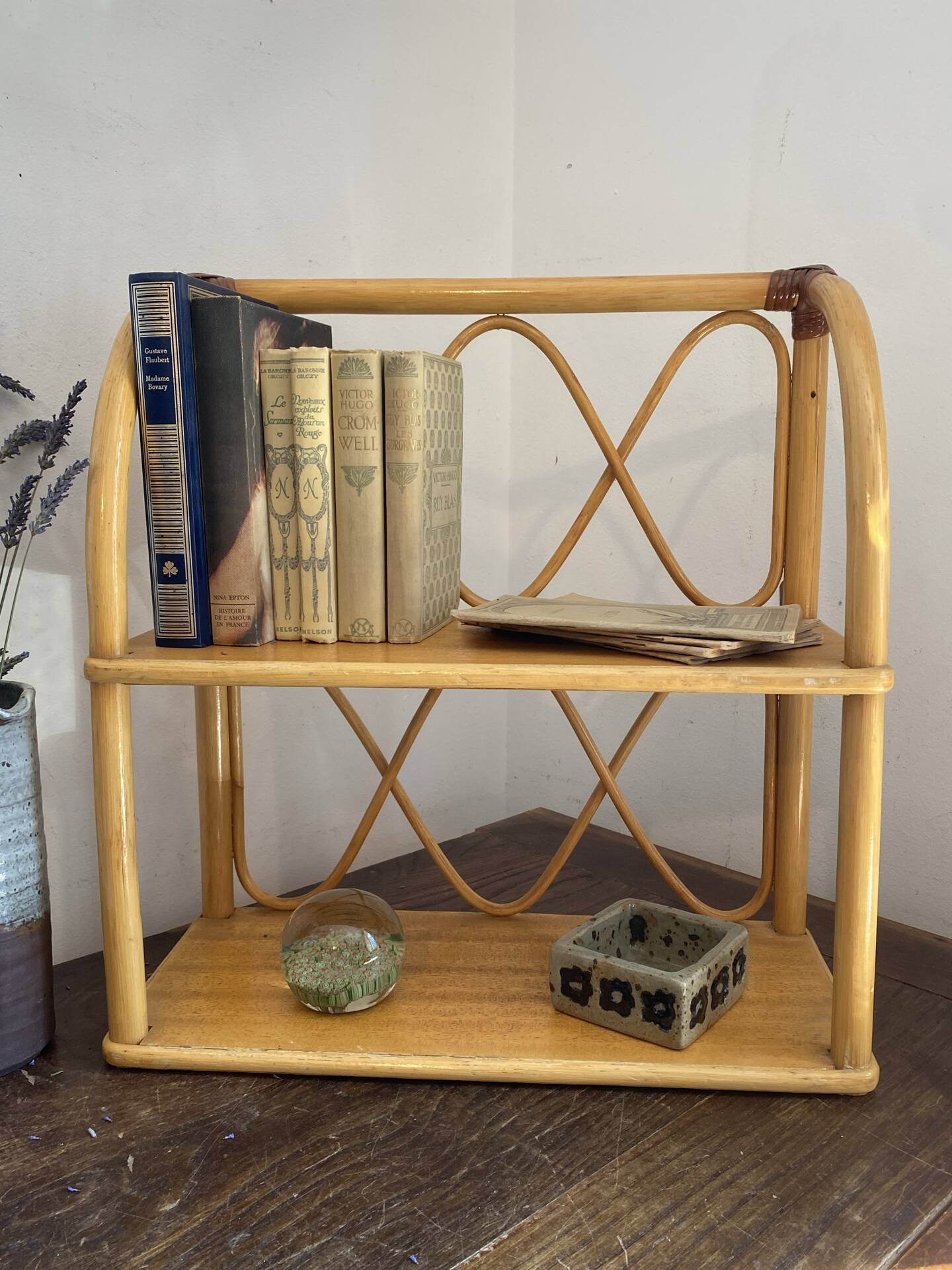 Rattan wall shelf