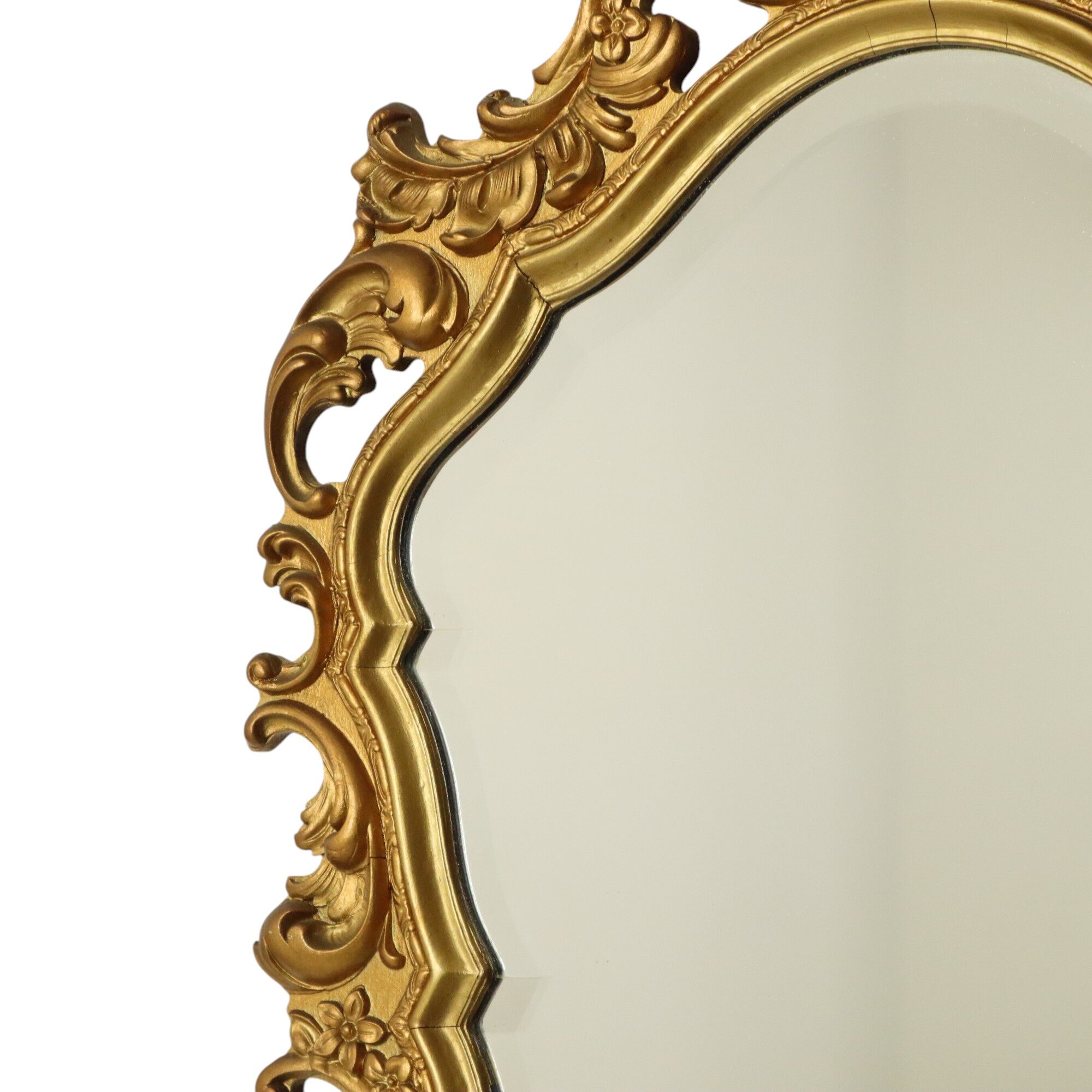 Miroir doré Deknudt de style rococo, miroir à crête, acanthe, 81 cm