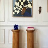 Pair of vintage rattan veneer columns