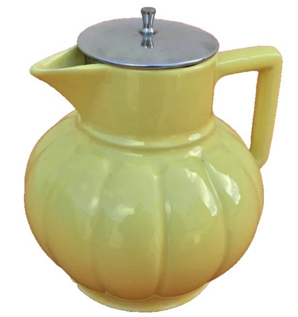 Art Deco 1930s Teapot / Tea Infuser with yellow ceramic infuser
