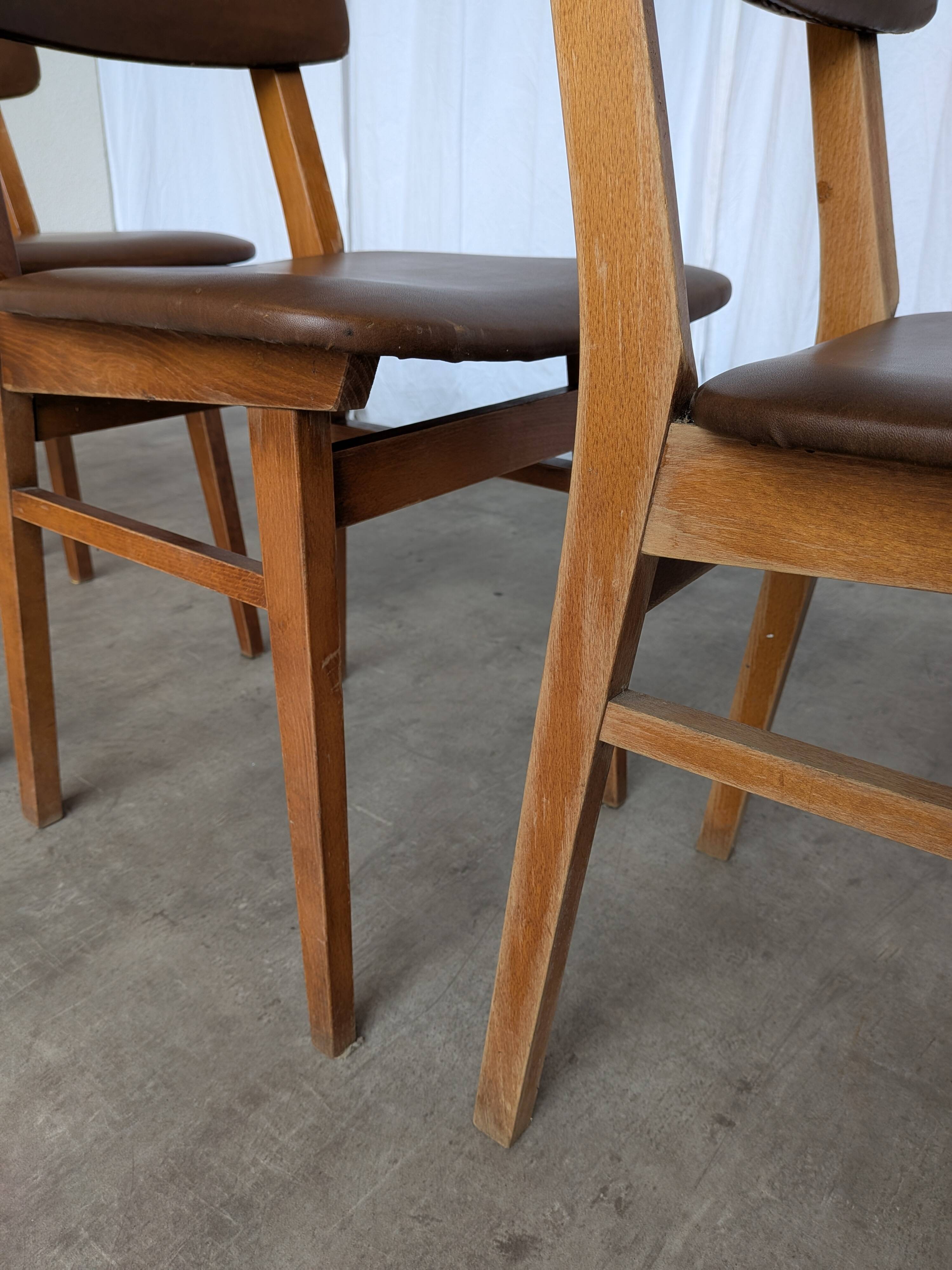 Vintage stol kamnik dining chairs (set of 4): mid-century leather seat