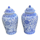Pair of large vintage Chinese ceramic vases from the 1980s, oriental potiches.