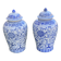 Pair of large vintage Chinese ceramic vases from the 1980s, oriental potiches.