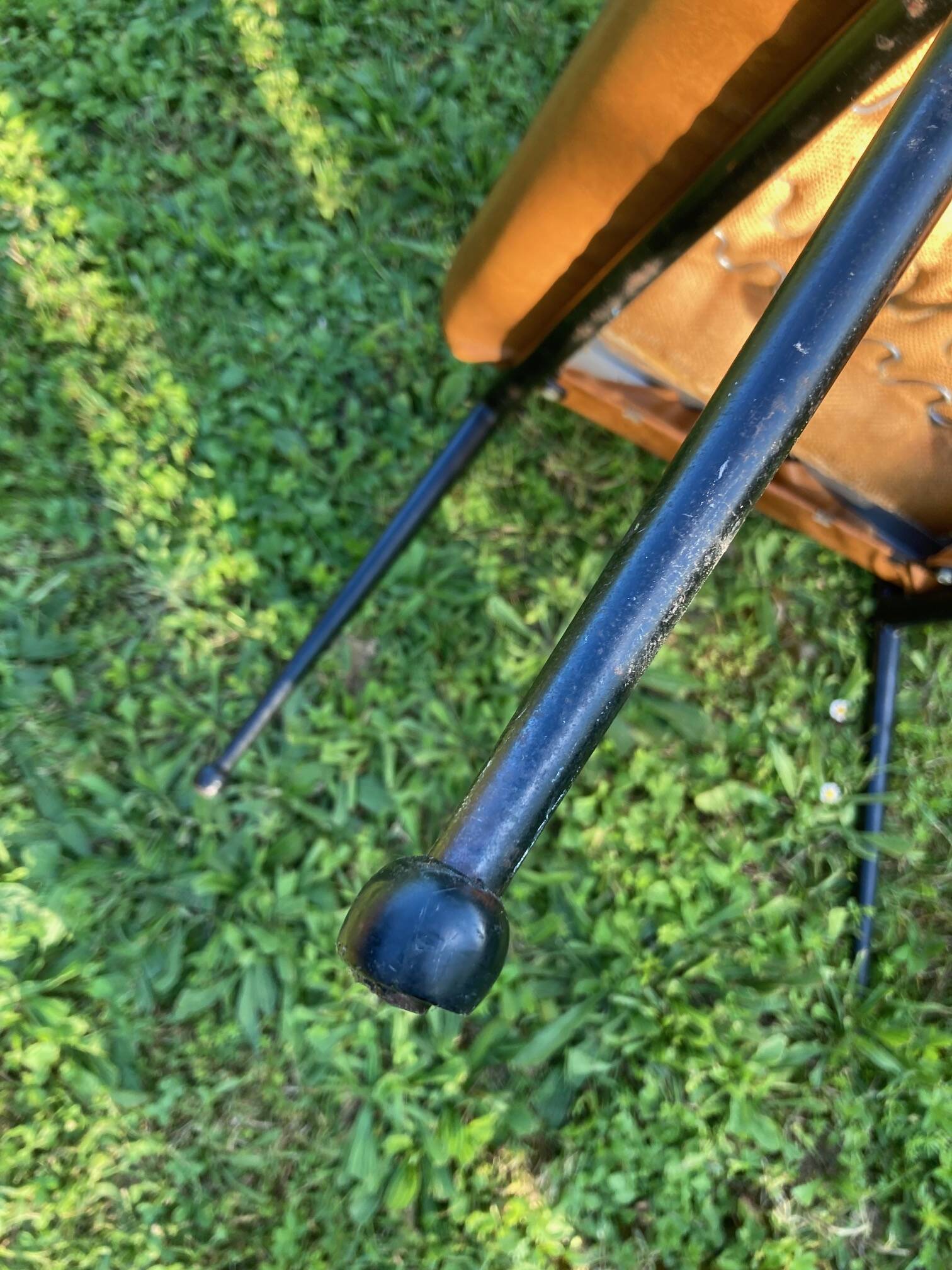 Rare light brown leatherette armchair, by "Colette Gueden", designer from the 50s