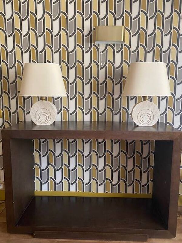 Lampes travertin Le Dauphin vintage