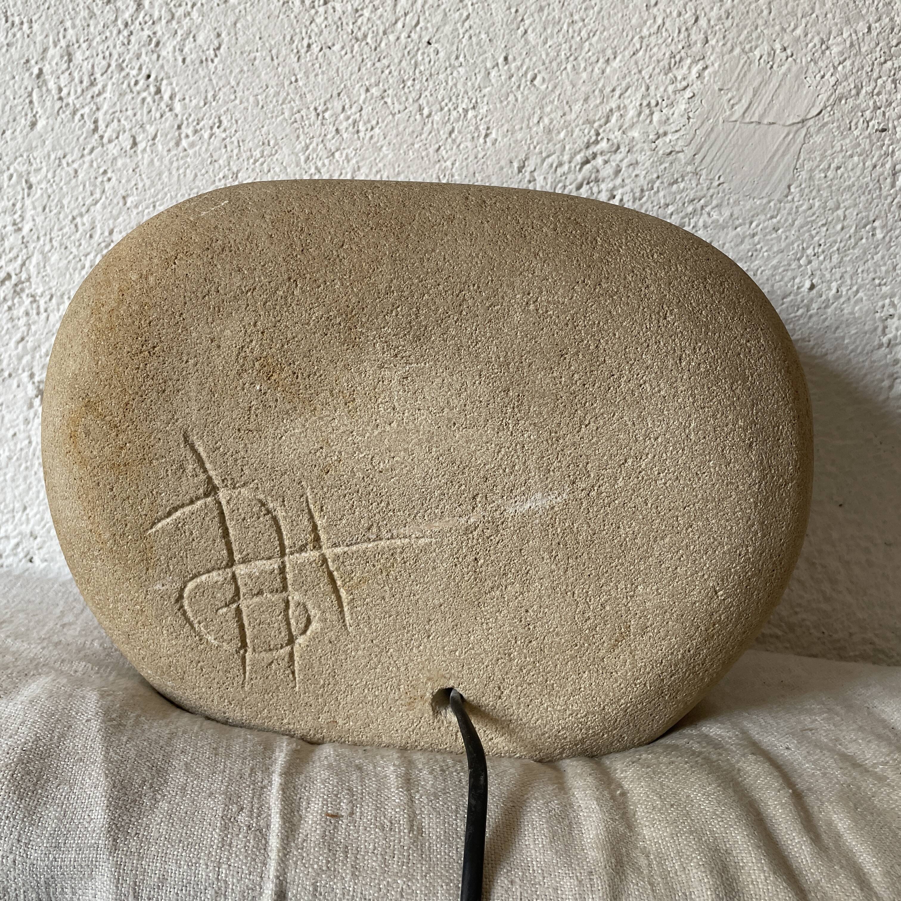 Arsene Galisson lamp in stone vintage design 1970