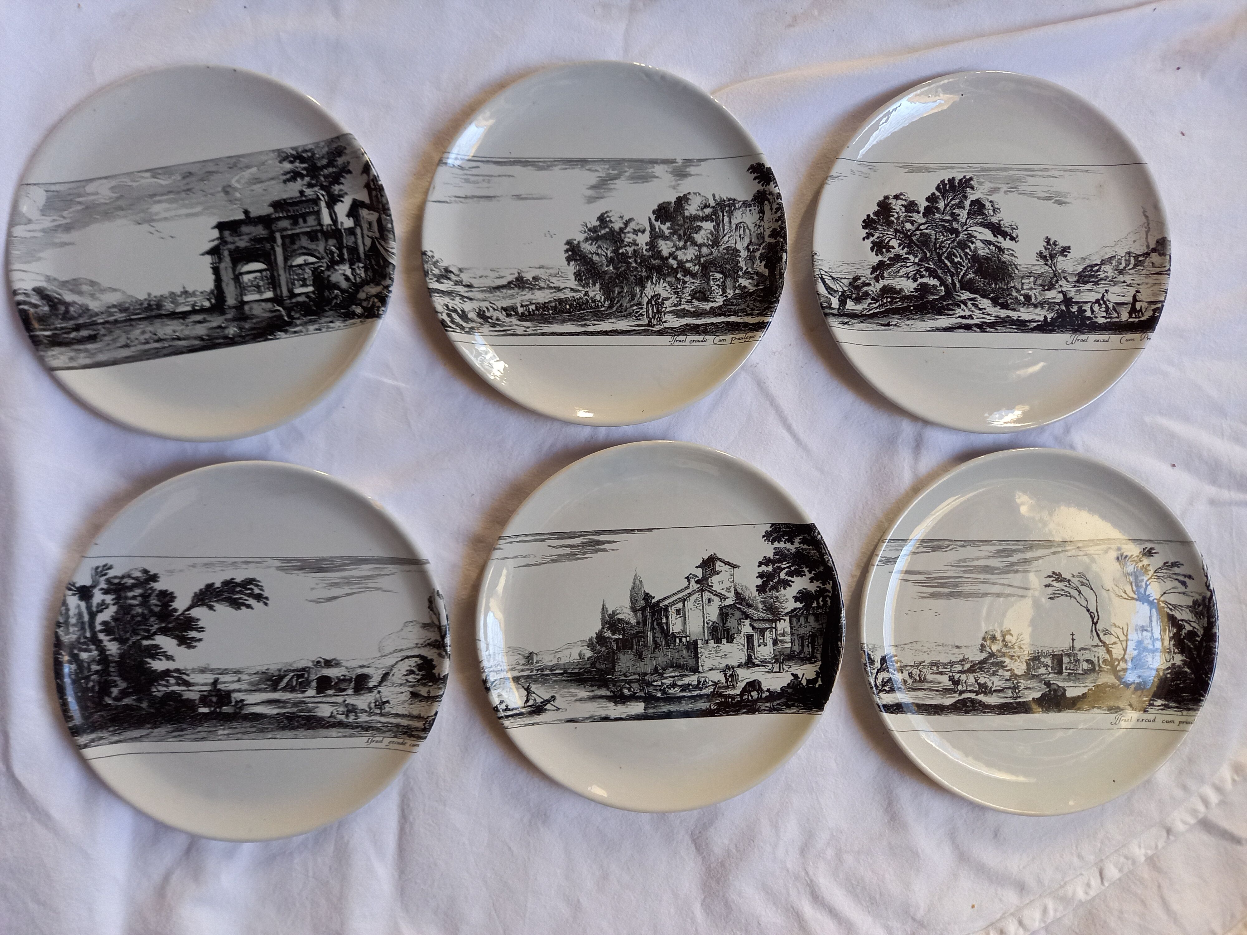 6 white plates decorations engravings Piranese