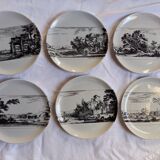 6 white plates decorations engravings Piranese