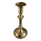 Brass candle holder with octagonal base