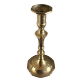 Brass candle holder with octagonal base