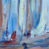 Large painting Gouache by Paul PAQUEREAU (1871-1950) "The Regattas"