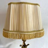 Lampe style Art Nouveau en métal doré et tissu plissé
