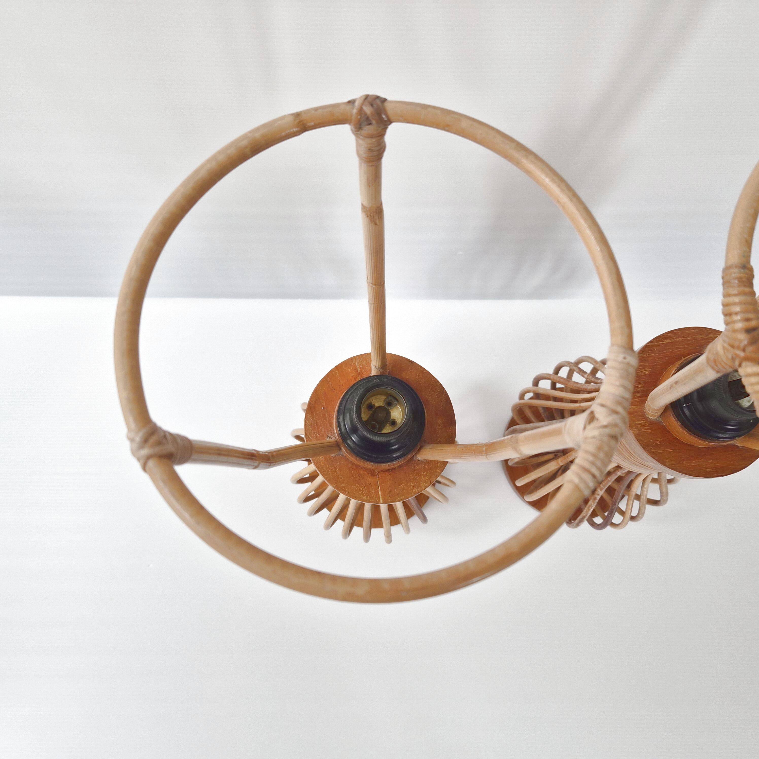 Pair of vintage rattan lamps 1960