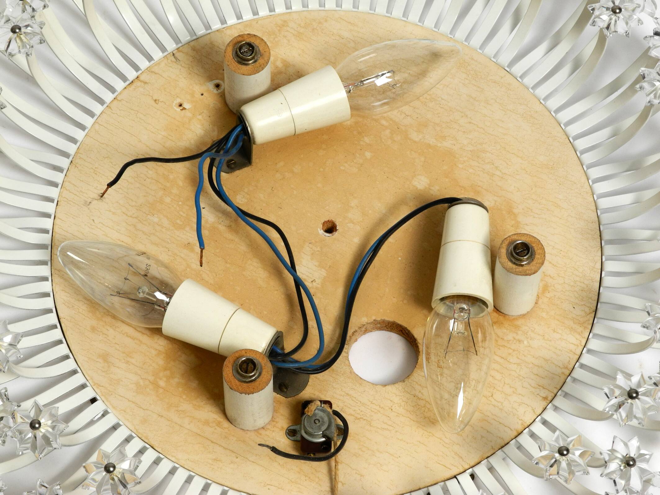 Mid Century Münchner Zier-Form flower mirror illuminated by Schöninger