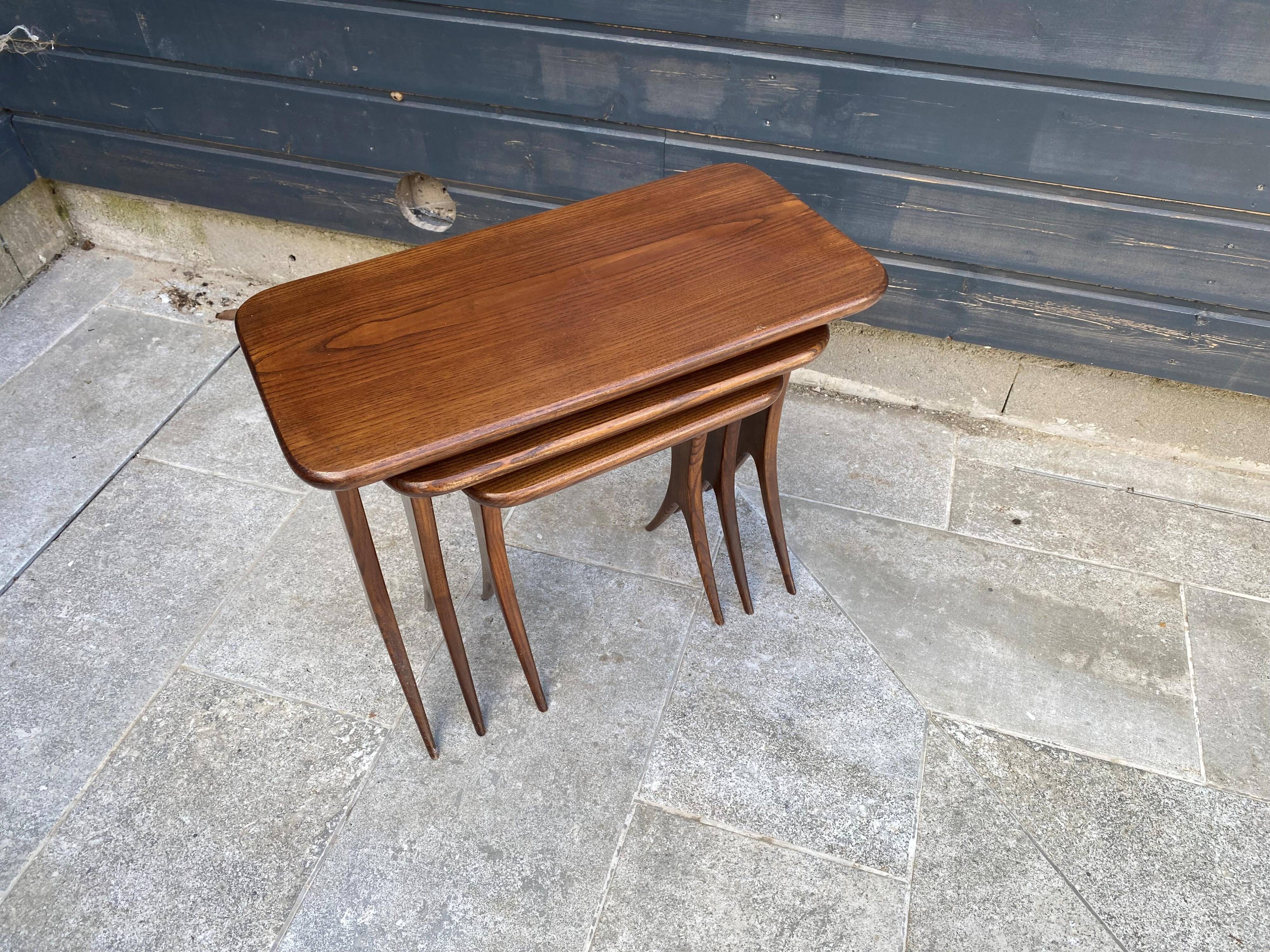 Set of 3 nesting tables by Raphaël Raffel, Scandinavian vintage, 1960s