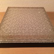 Applique Holophane carrée 31 cm verre ciselé années 50, plafonnier