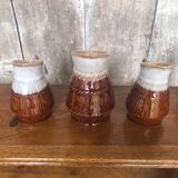 Set of 3 old revol b63 flamed ceramic pitchers 0.25l & 0.5l
