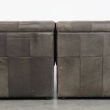 Grey leather elements design sofa 2 elements + footstool