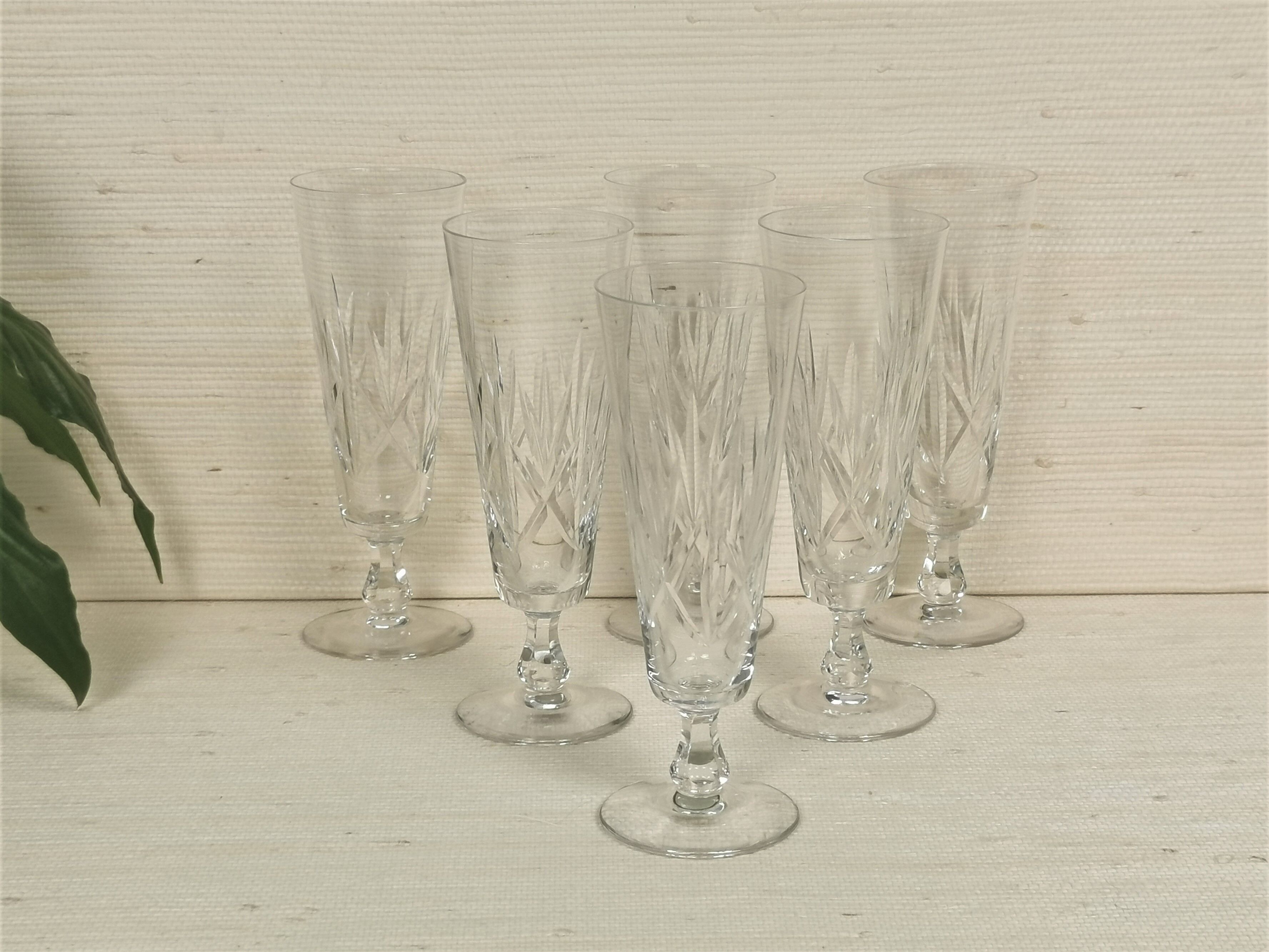 6 crystal champagne flutes