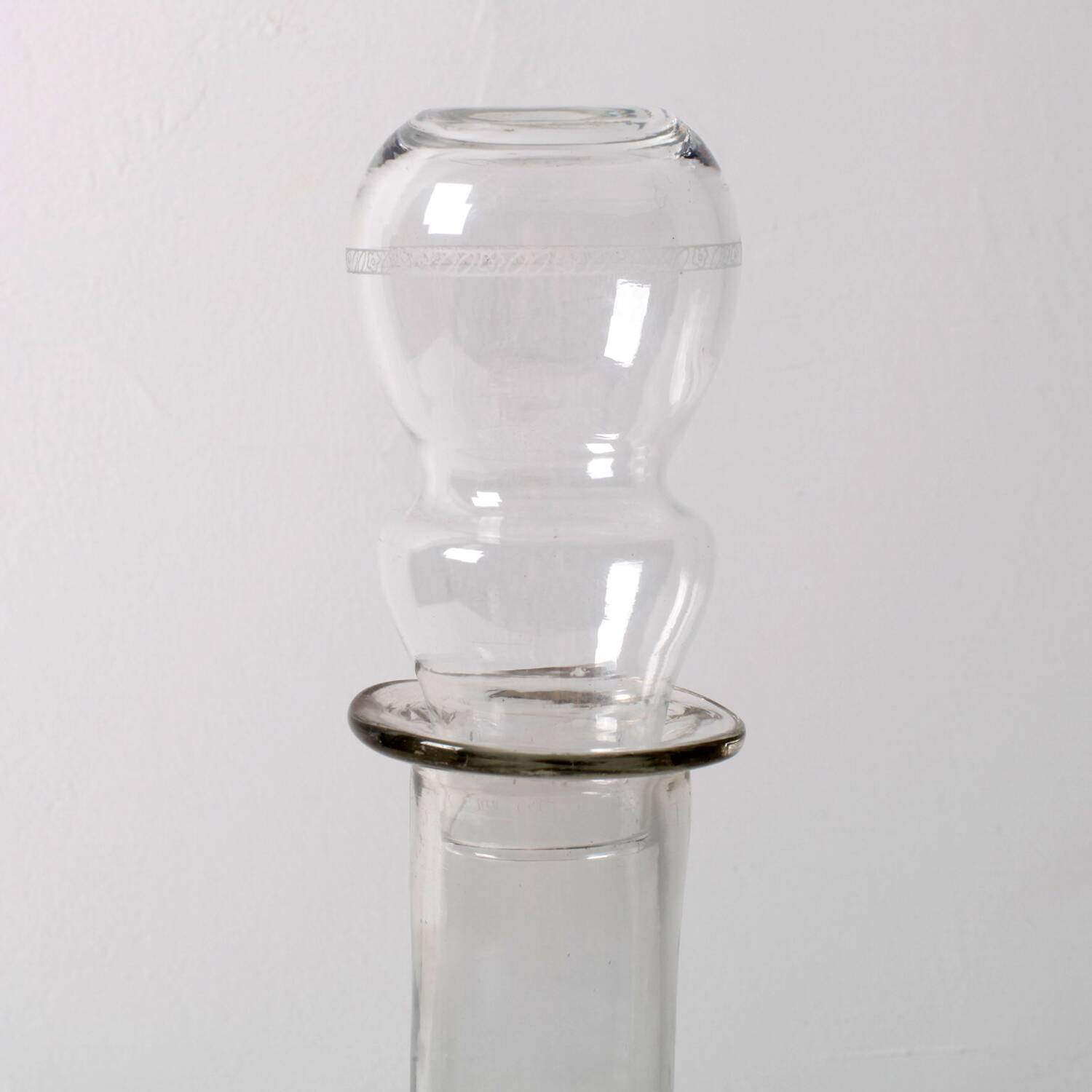 Vintage Glass Decanter / Roses Patterned Wine Carafe / Empoli  Italy  1950s