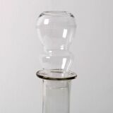 Vintage Glass Decanter / Roses Patterned Wine Carafe / Empoli  Italy  1950s