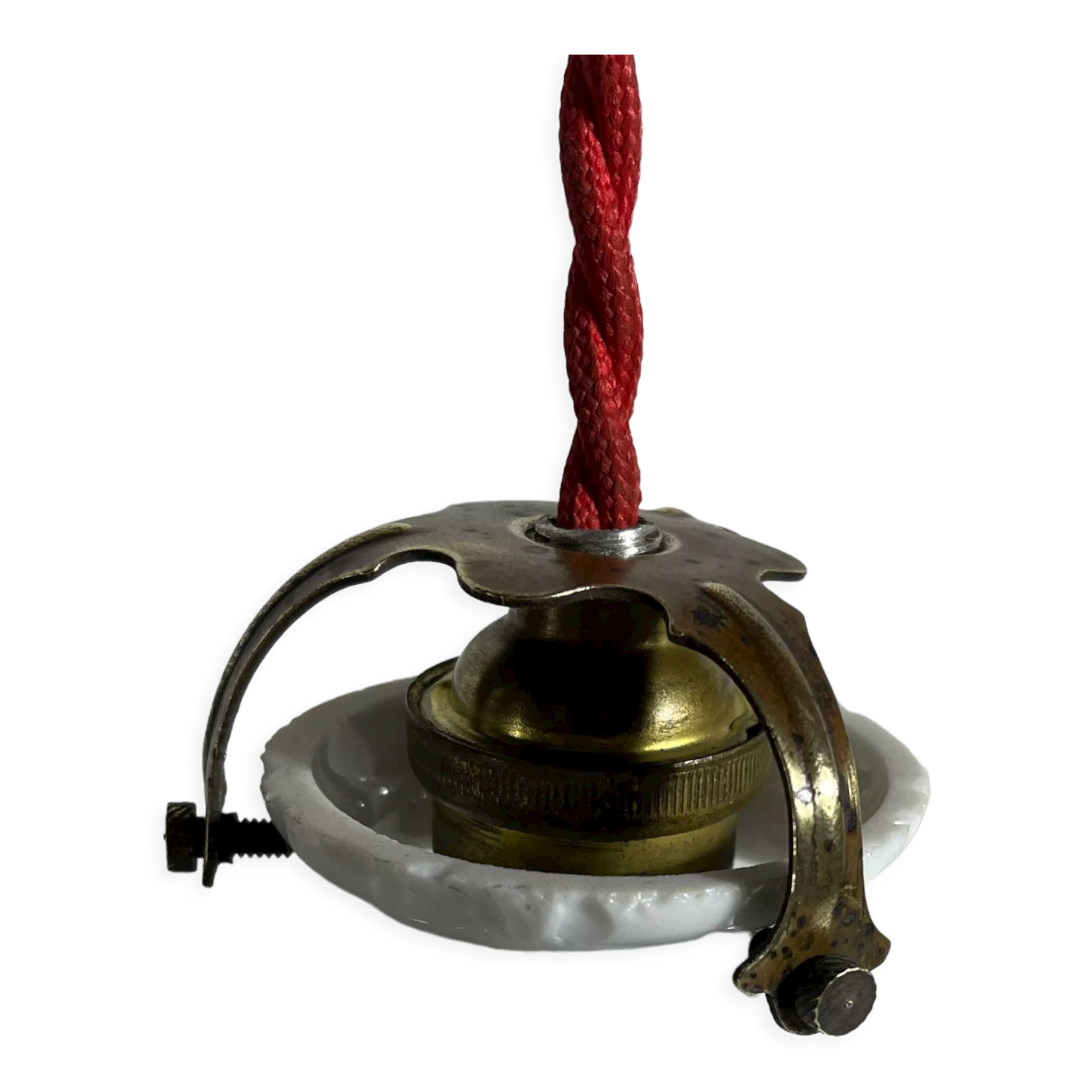 Opaline suspension pleated red cord