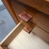 Maison Regain chest of drawers in elm and leather, 1970