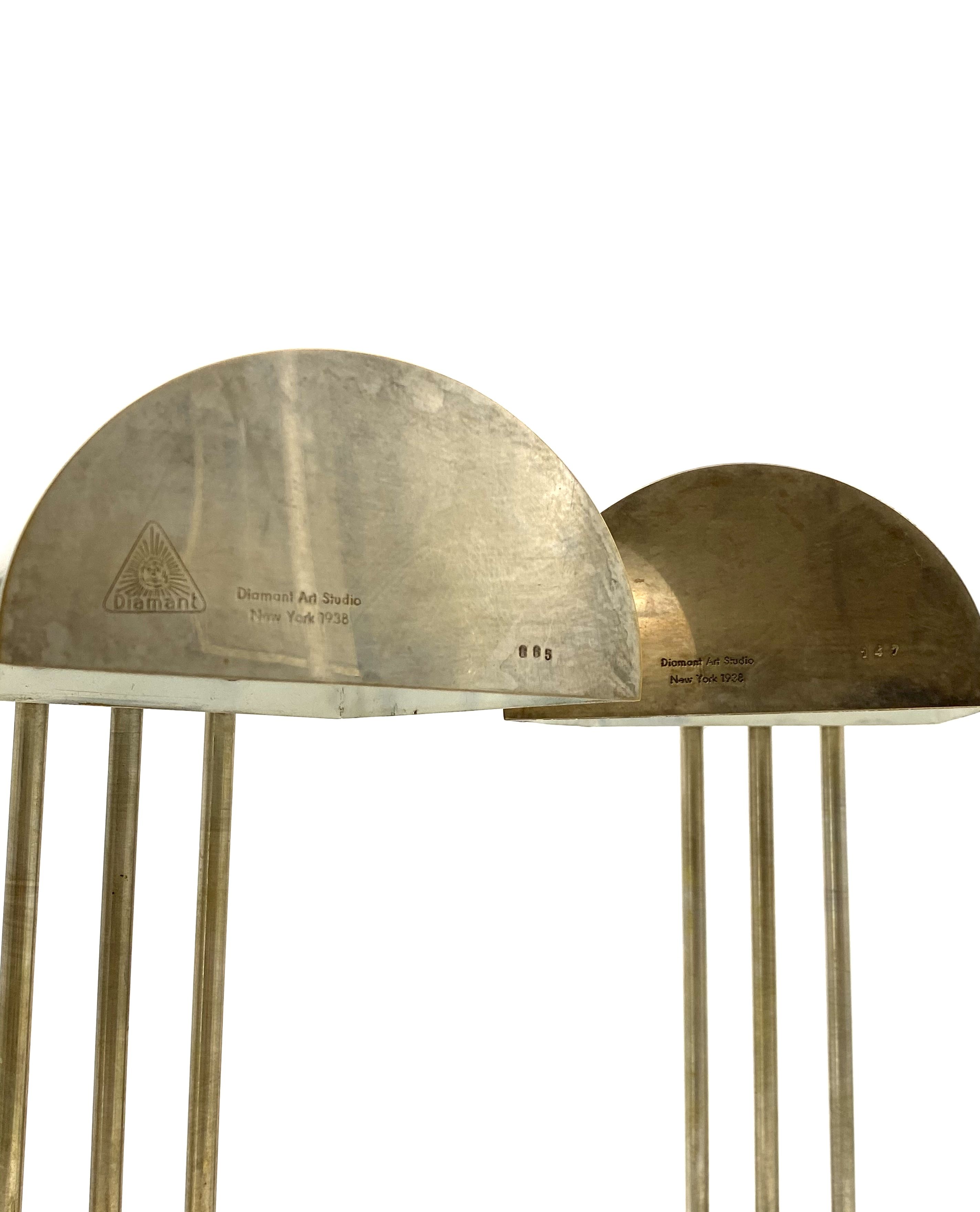 Diamant Art Studio Pair of Bauhaus cubist shaped Lamps. Marked 'New York 1938' & Numbered