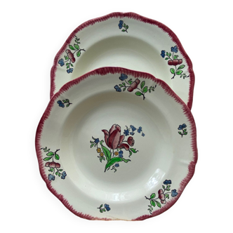 Anciennes assiettes creuses en porcelaine de Giens