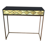 Console 2 tiroirs Marqueterie de paille