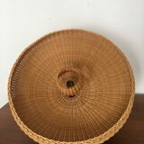 exceptional large Mid Century Modern wicker pendant lamp