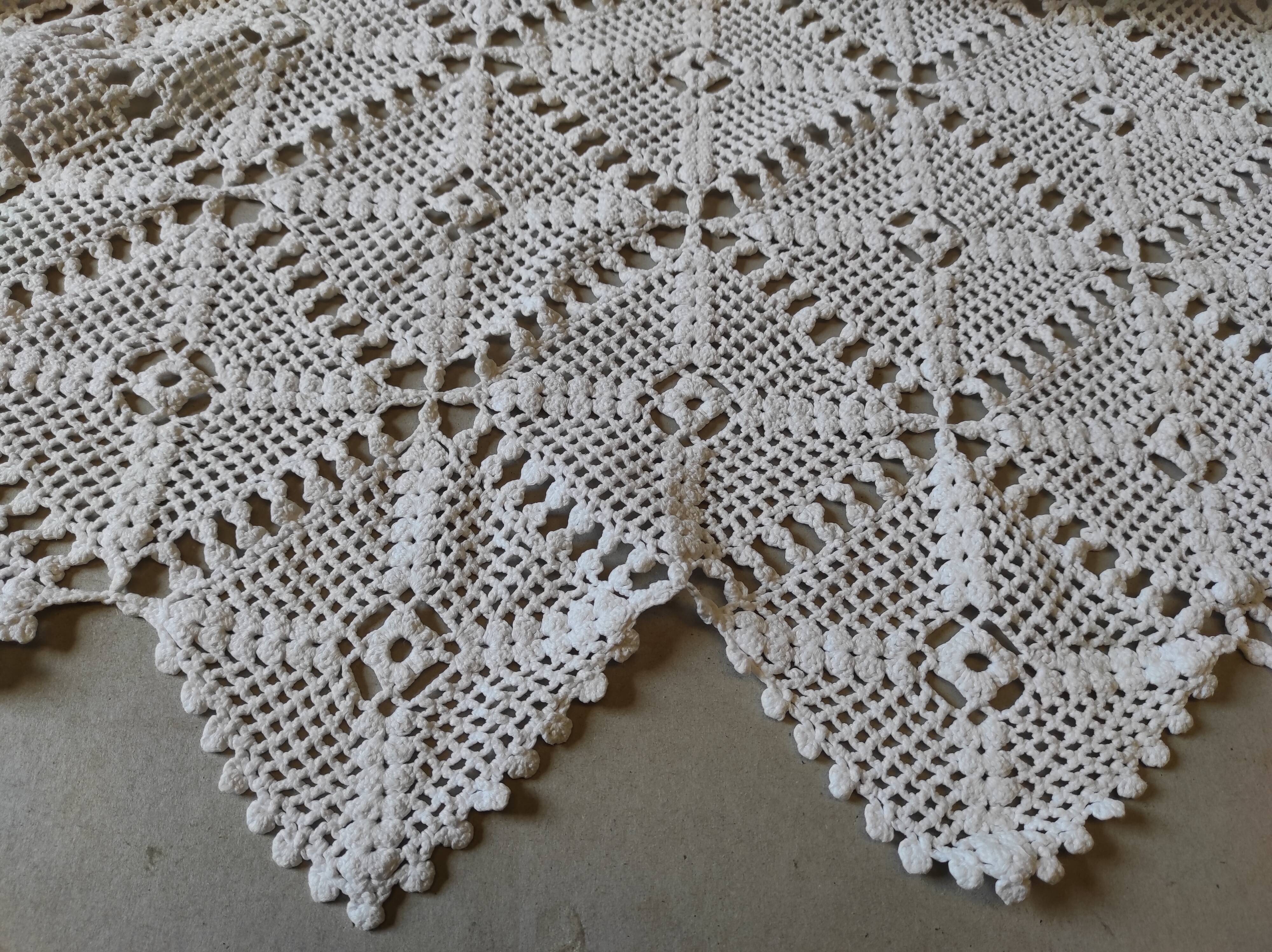 Old vintage handmade cotton crochet bed cover