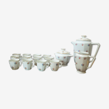 Porcelain tea service with small  motifs by Muguet CH-R France