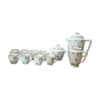 Porcelain tea service with small  motifs by Muguet CH-R France