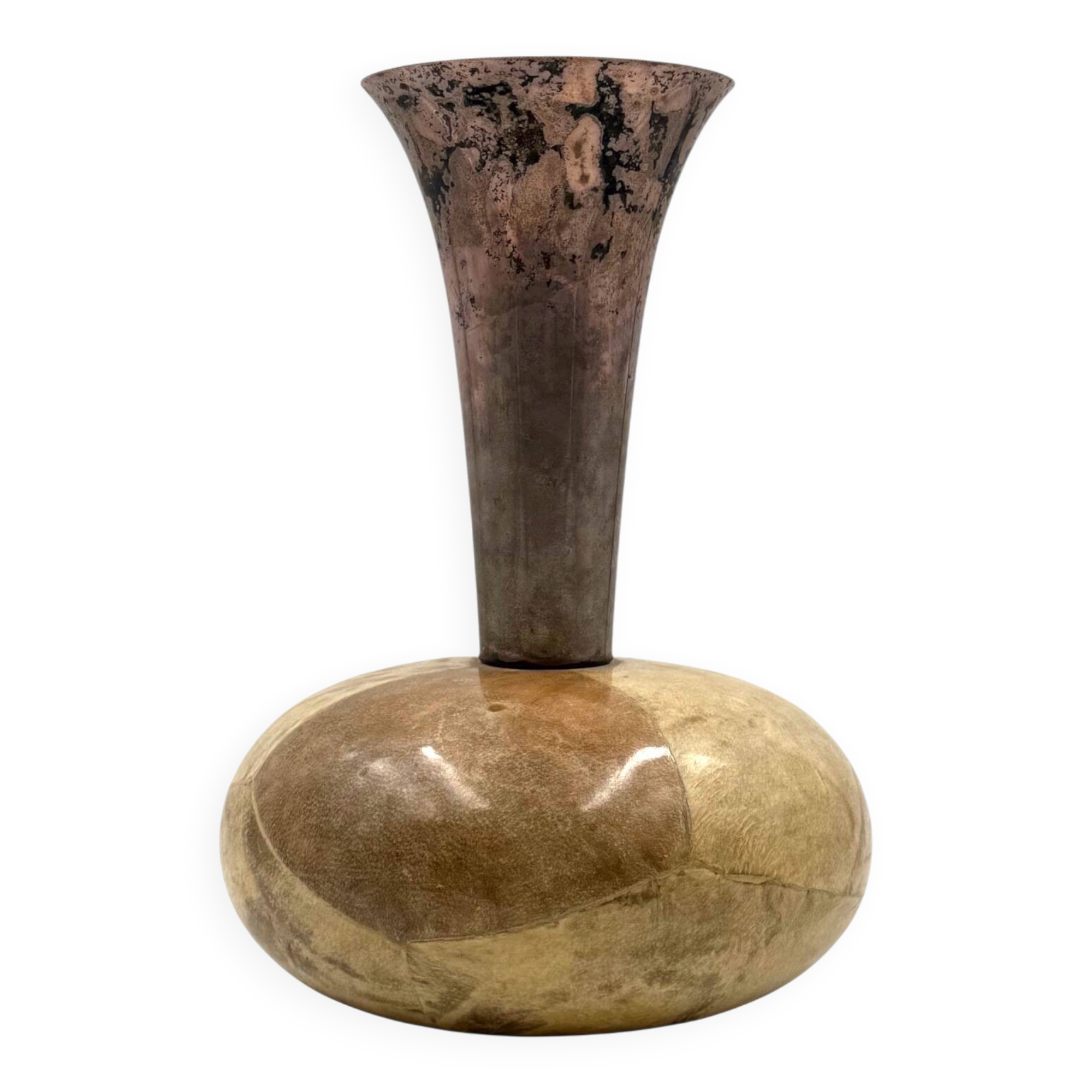 Mid-century cream parchment vase, Aldo Tura Italy 1950s