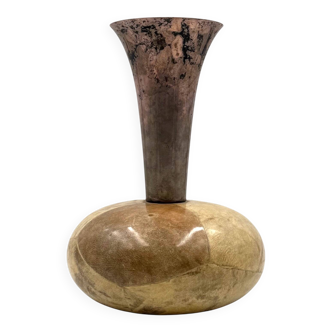 Mid-century cream parchment vase, Aldo Tura Italy 1950s