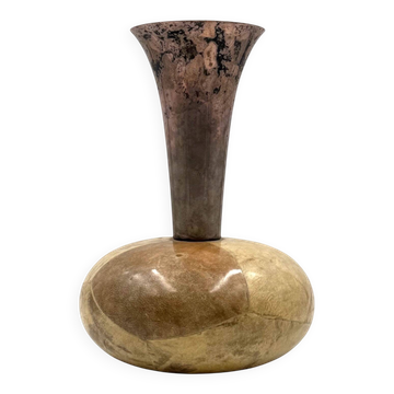 Mid-century cream parchment vase, Aldo Tura Italy 1950s