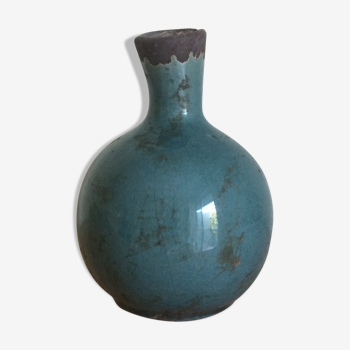 Vase céramique bleu façon vintage