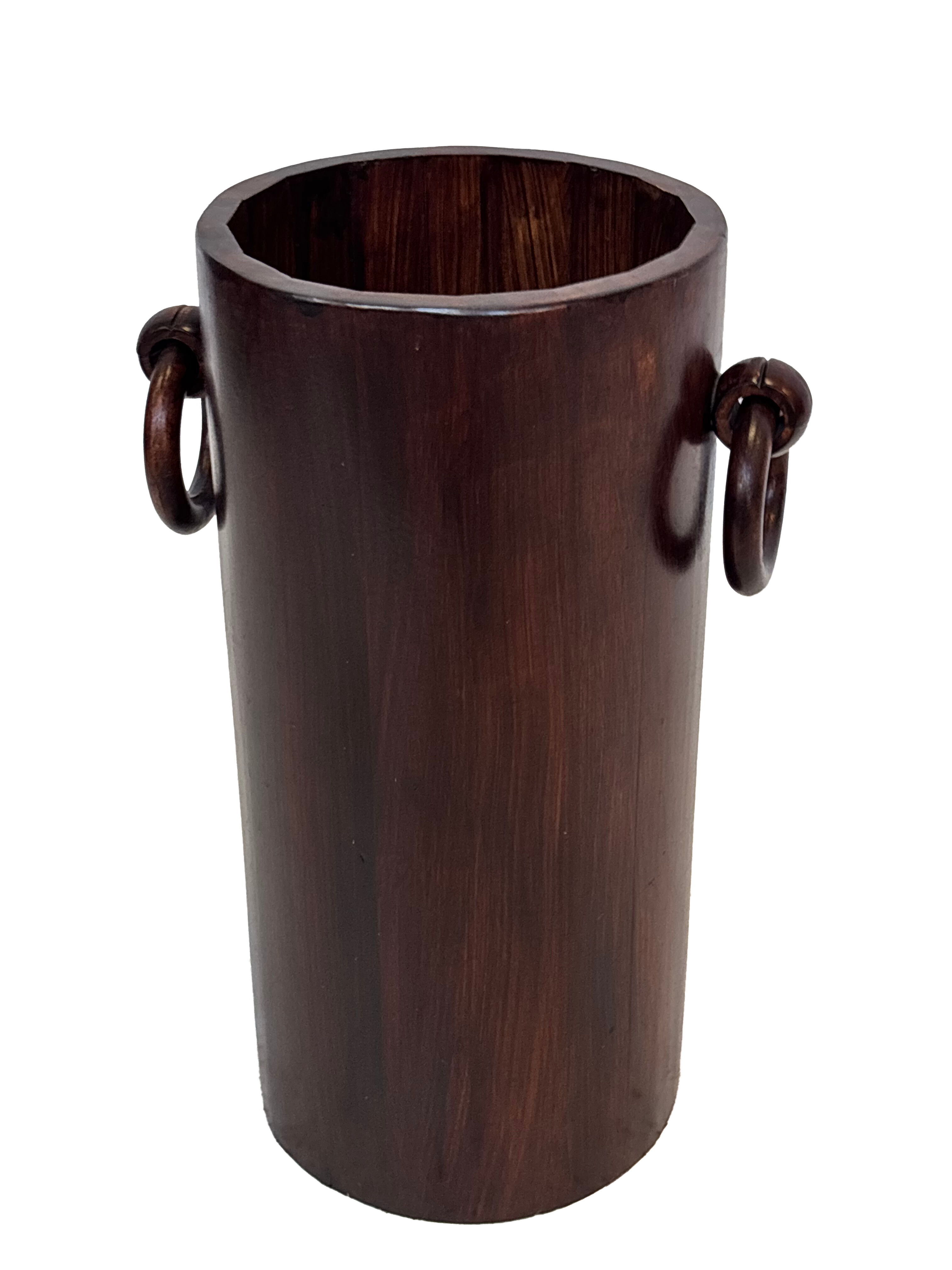 Vintage Wooden Cylinder Umbrella Stand, 1960s minimalist design
