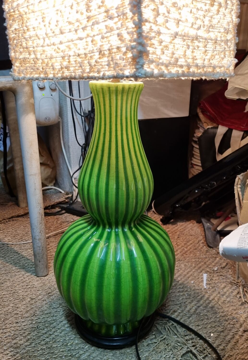 Vintage enamelled ceramic lamp from 1970