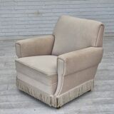 1970s, Danish vintage chair, furniture velour, ash wood, original condition.