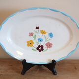Plat ovale années 50 Salins modèle Jocelyne - fleurs