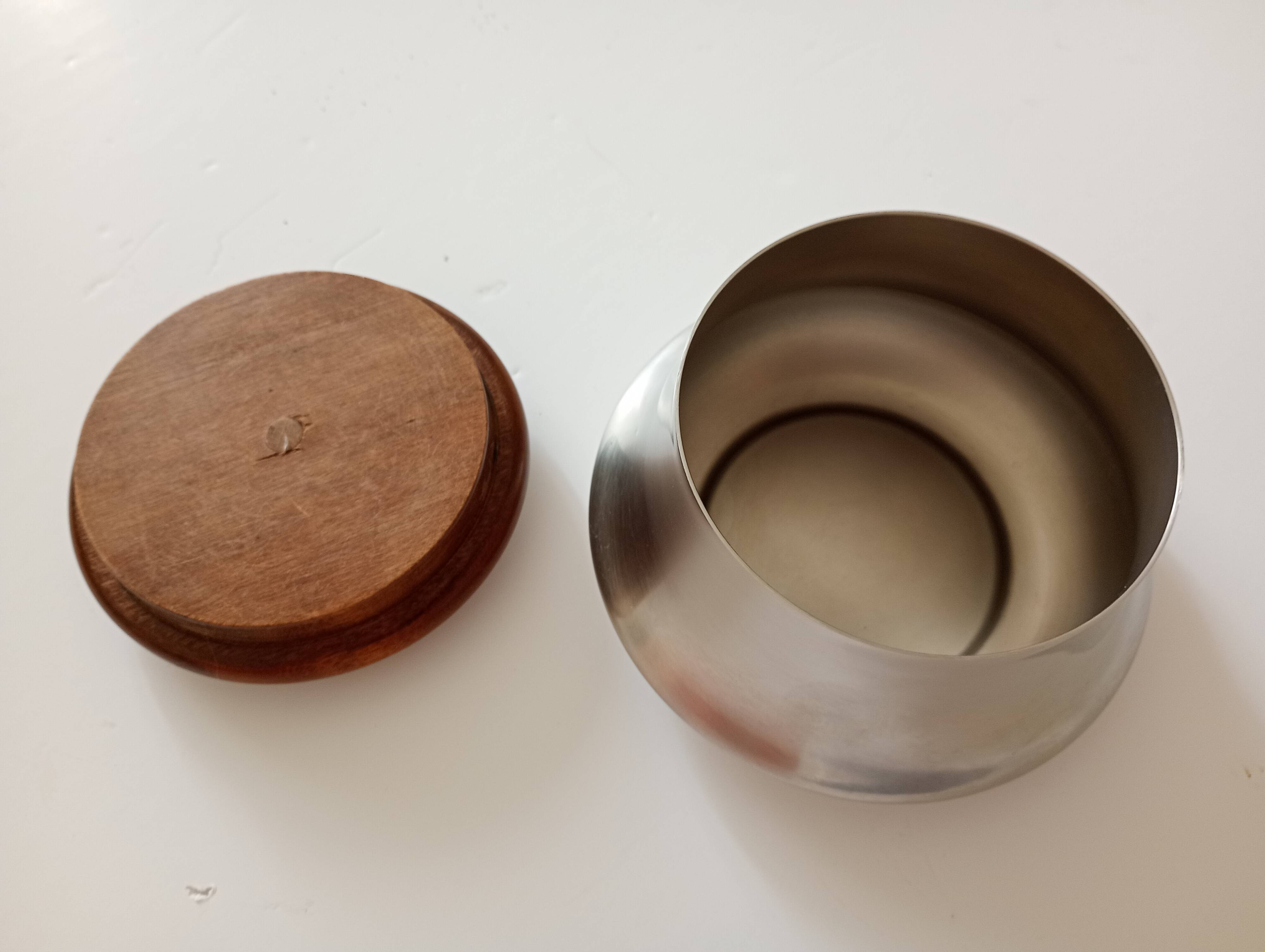 sugar bowl Remy Letang stainless steel and exotic wood