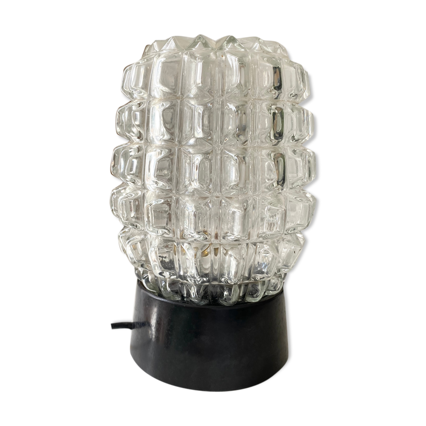 Vintage moulded glass table lamp