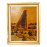 Art work in inlaid wood veneer, czechoslovakia 1950s