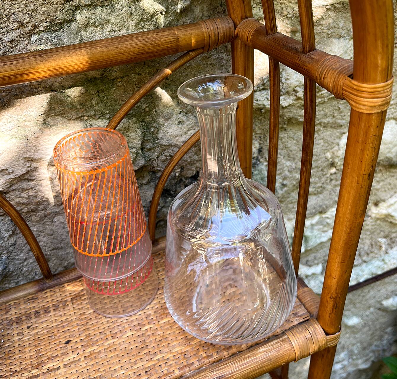 1970s rattan wall shelf